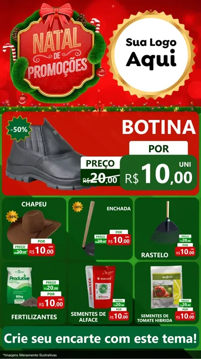 Modelo de Rede Social para Stories com o tema Natal de Promoções para Agropecuária