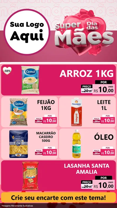 Modelo de TV para TV Vertical com o tema Super Dia Das Mães para Supermercado