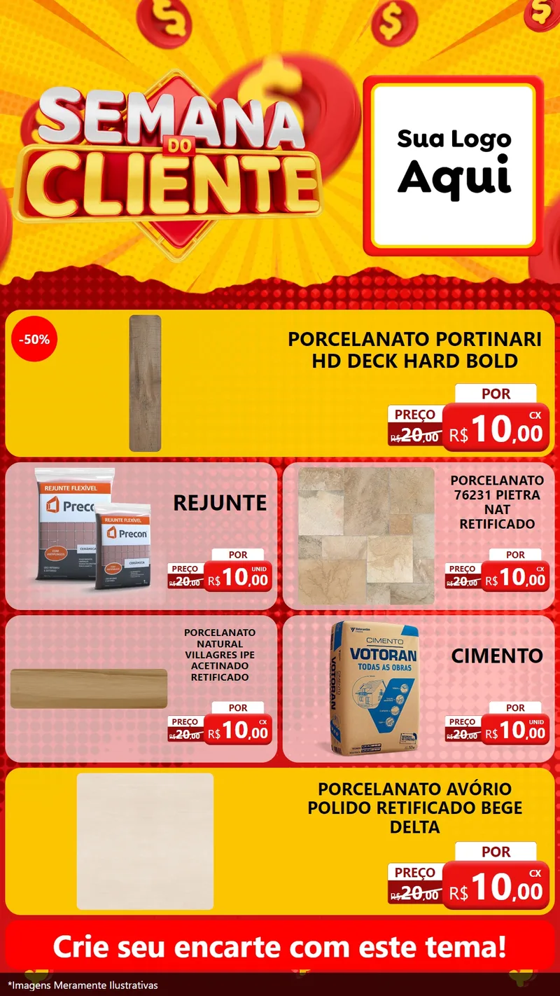 Modelo de TV para TV Vertical com o tema Semana do Cliente para Pisos e revestimentos