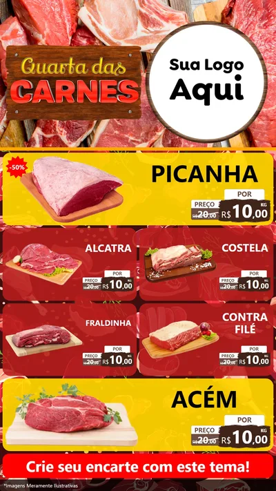 Modelo de TV para TV Vertical com o tema Quarta das Carnes para Açougue