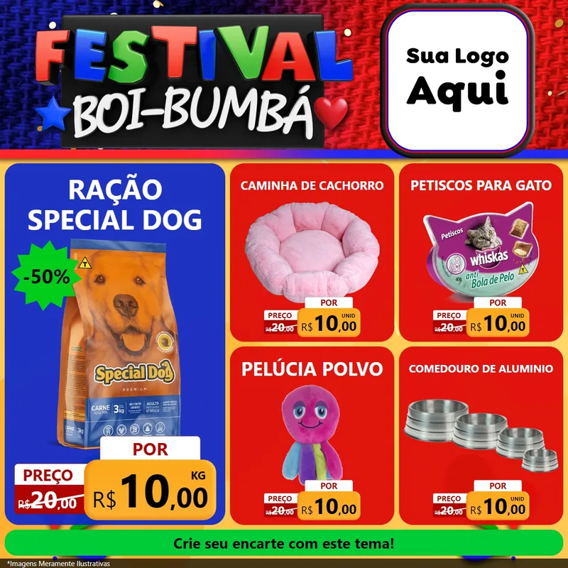Modelo de Rede Social para Feed Facebook com o tema Festival Boi-Bumbá para Pet Shop