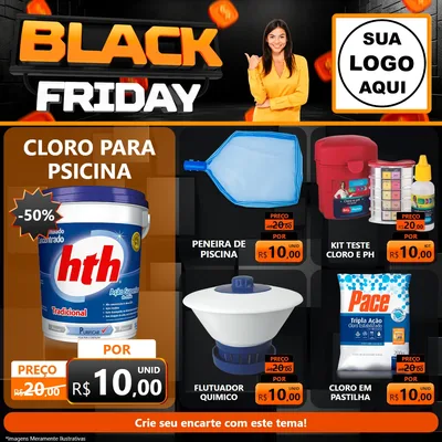 Modelo de Rede Social para Feed Facebook com o tema Black Friday para Produtos para Piscina