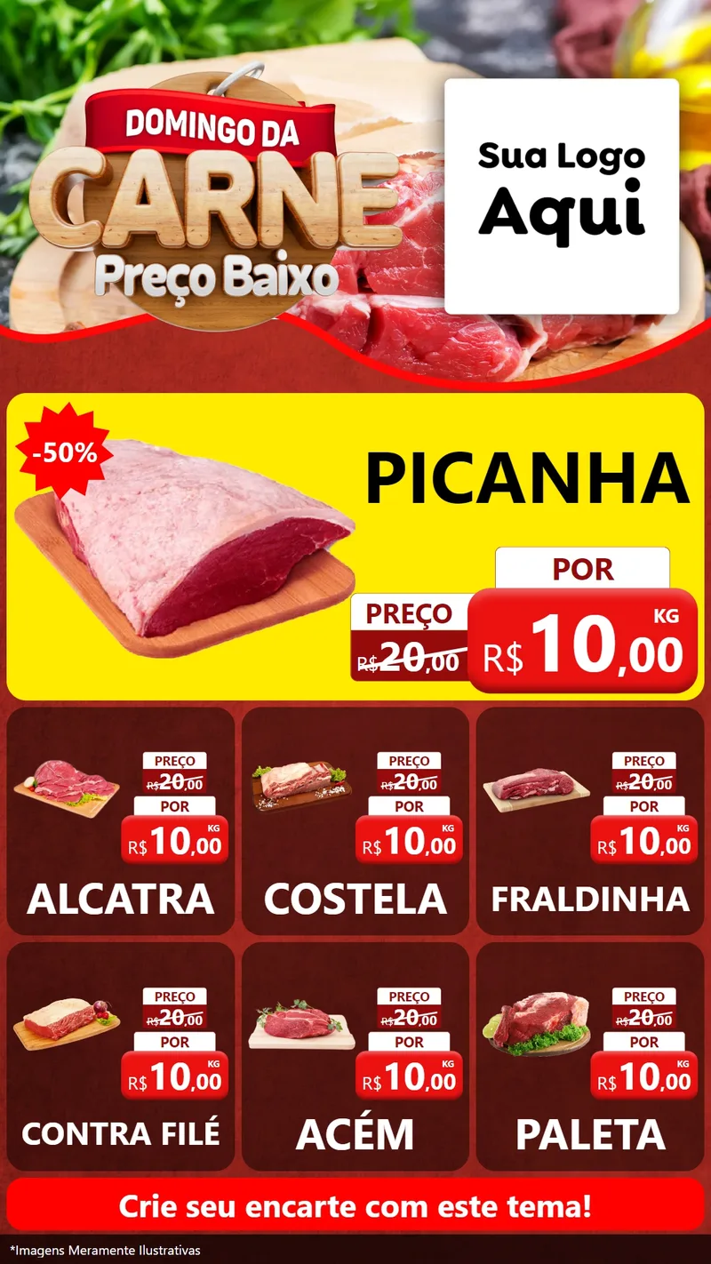 Modelo de Rede Social para Stories com o tema Domingo da Carne para Açougue