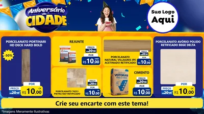 Modelo de TV para TV Horizontal com o tema Aniversário da Cidade para Pisos e revestimentos