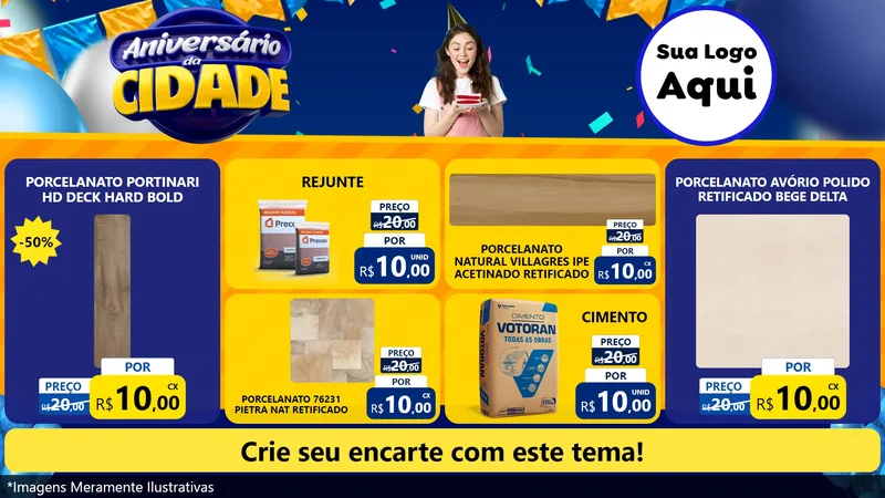 Modelo de TV para TV Horizontal com o tema Aniversário da Cidade para Pisos e revestimentos