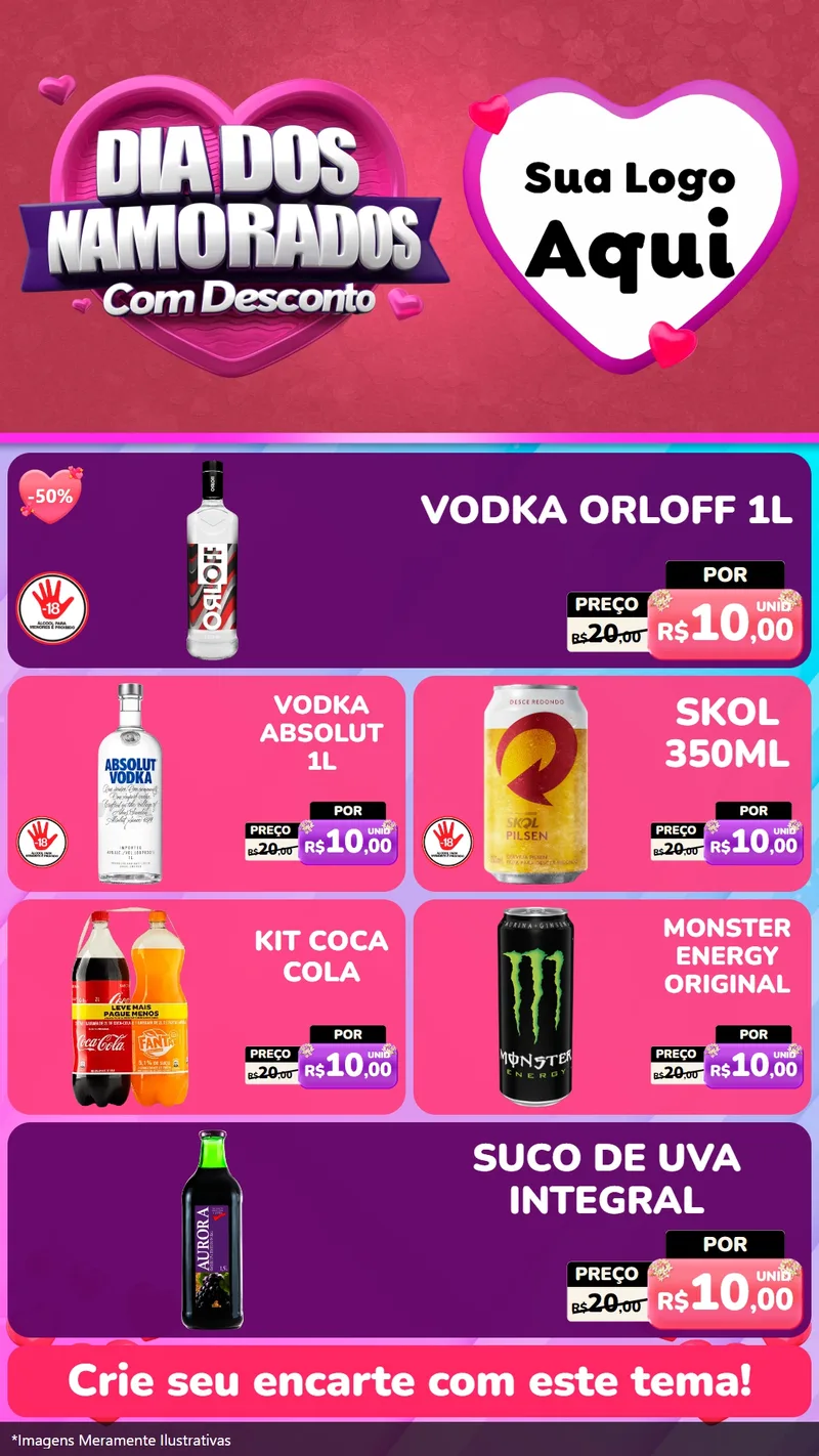 Modelo de TV para TV Vertical com o tema Dia Dos Namorados Com Desconto para Distribuidora de bebidas