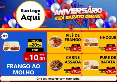 Modelo de Encarte para Encarte A4 Horizontal com o tema Aniversário para Restaurante