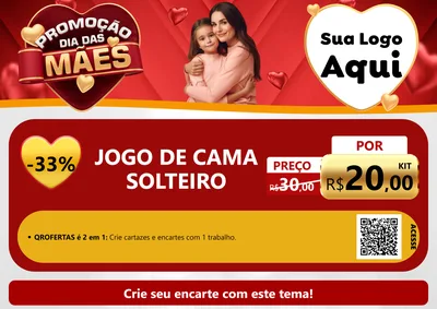Modelo de Cartaz para Cartaz A4 Horizontal com o tema Promoção Dia das Mães para Cama, Mesa e Banho