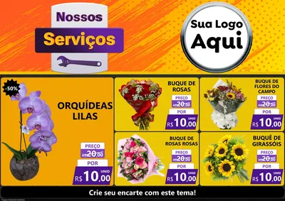 Modelo de Encarte para Encarte A4 Horizontal com o tema Nossos Serviços para Floricultura e jardim