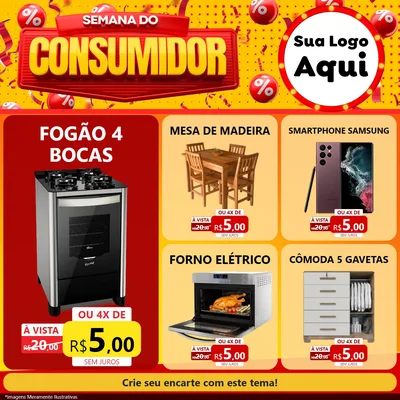 Modelo de Rede Social para Feed Facebook com o tema Semana do Consumidor para Móveis e Eletro