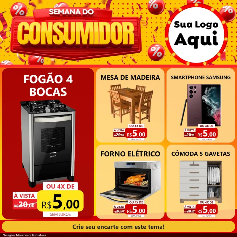 Modelo de Rede Social para Feed Facebook com o tema Semana do Consumidor para Móveis e Eletro