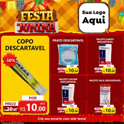 Modelo de Rede Social para Feed Facebook com o tema Festa Junina para Embalagens
