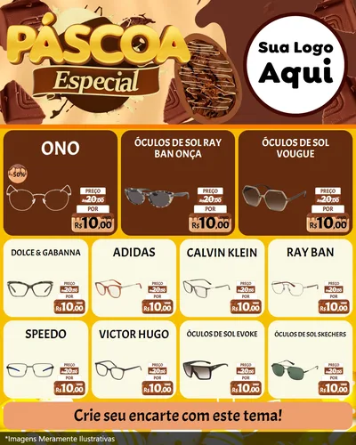 Modelo de Rede Social para Feed Instagram com o tema Páscoa Especial para Óticas