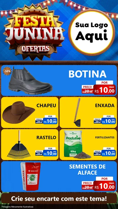 Modelo de TV para TV Vertical com o tema Festa Junina Ofertas para Agropecuária