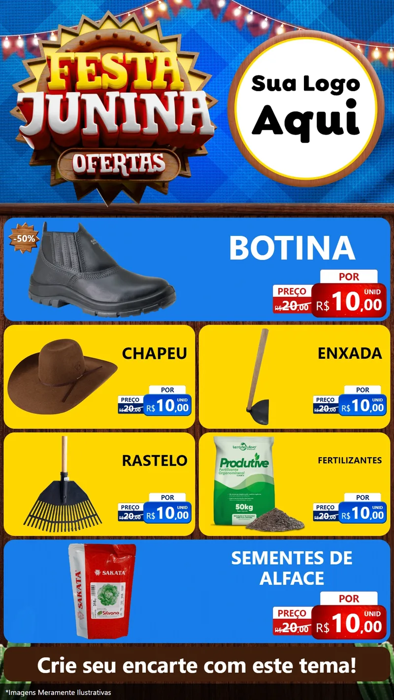 Modelo de TV para TV Vertical com o tema Festa Junina Ofertas para Agropecuária