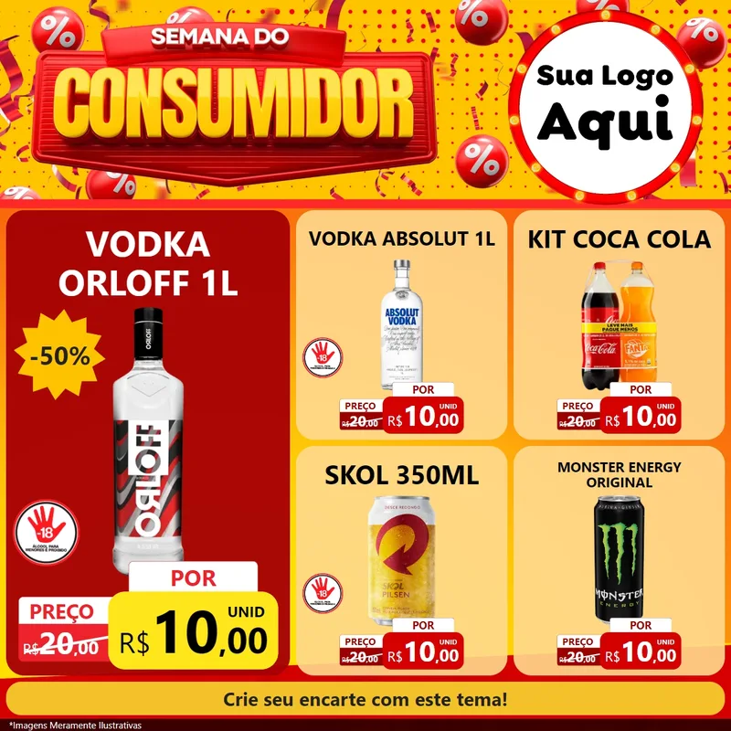 Modelo de Rede Social para Feed Facebook com o tema Semana do Consumidor para Distribuidora de bebidas