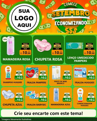 Modelo de Rede Social para Feed Instagram com o tema Comece Setembro Economizando para Bebês