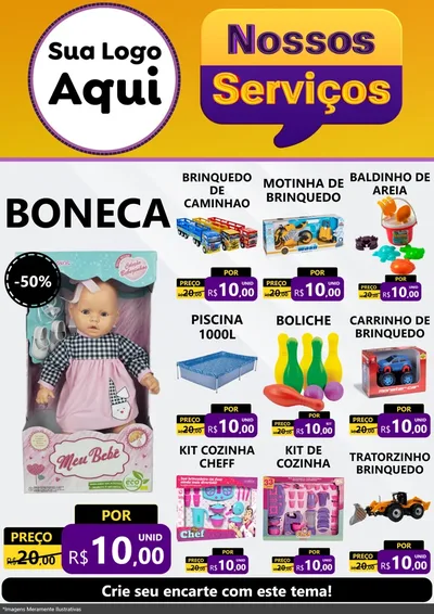 Modelo de Encarte para Encarte A4 Vertical com o tema Nossos Serviços para Brinquedos
