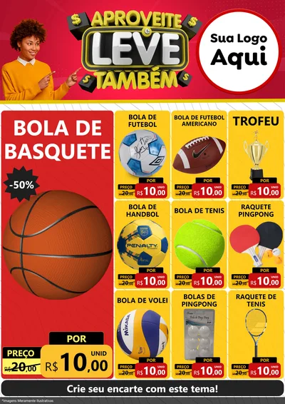 Modelo de Encarte para Encarte A4 Vertical com o tema Aproveite e Leve Também para Artigos Esportivos