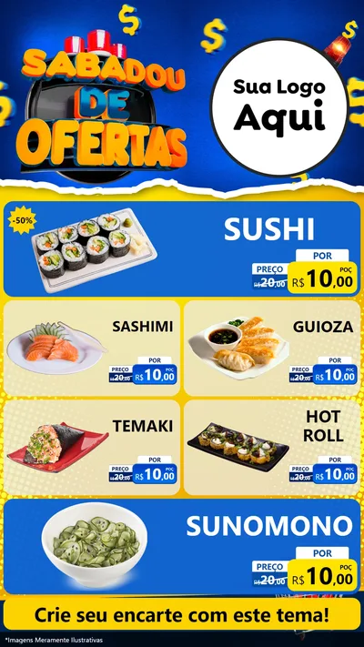 Modelo de TV para TV Vertical com o tema Sabadou de Ofertas para Comida japonesa