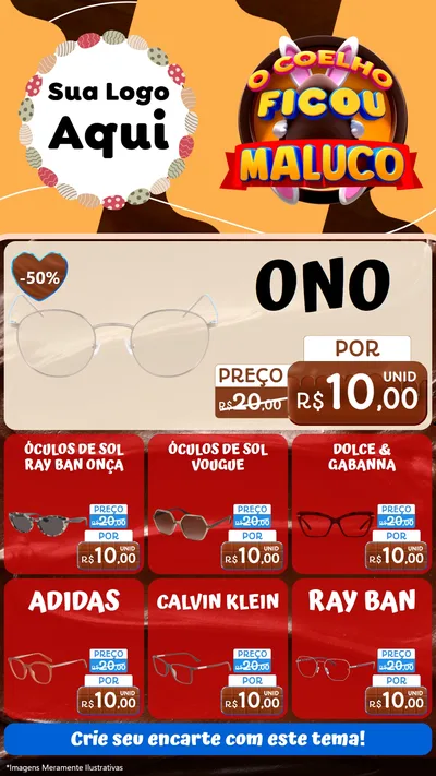 Modelo de Rede Social para Stories com o tema O Coelho Ficou Maluco - Páscoa para Óticas
