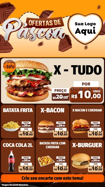 Modelo de Rede Social para Stories com o tema Ofertas de Páscoa para Hamburgueria