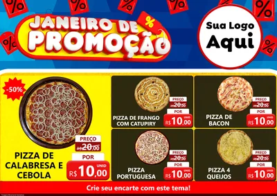 Modelo de Encarte para Encarte A4 Horizontal com o tema Janeiro de Promoção para Pizzaria