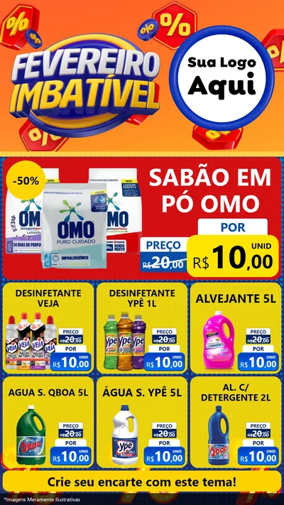 Modelo de Rede Social para Stories com o tema Fevereiro Imbatível para Produtos de Limpeza