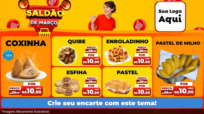 Modelo de TV para TV Horizontal com o tema Saldão de Março para Salgadaria