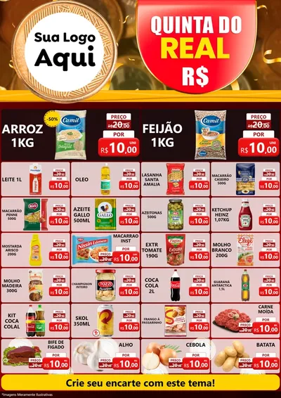 Modelo de Encarte para Encarte A4 Vertical com o tema Quinta do Real para Supermercado