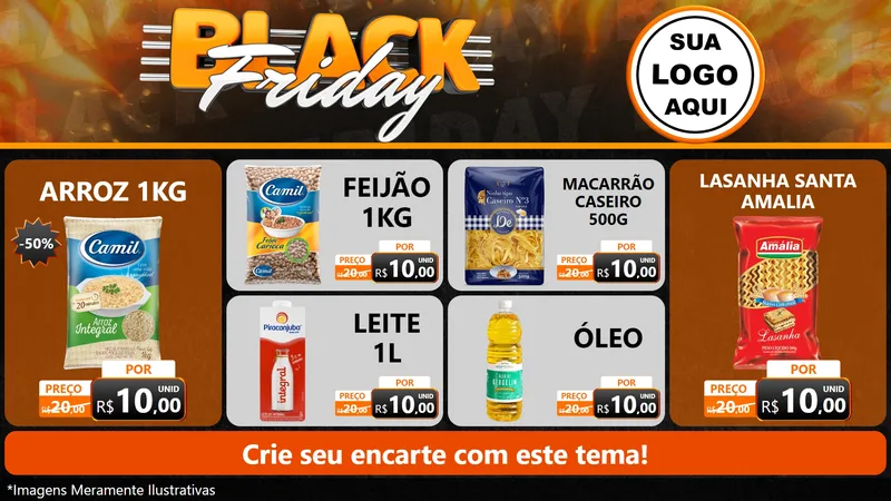 Modelo de TV para TV Horizontal com o tema Black Friday para Supermercado