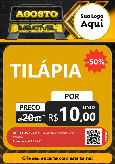 Modelo de Cartaz para Cartaz A4 Vertical com o tema Agosto Imbatível para Peixaria