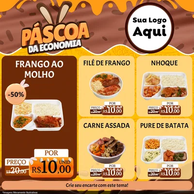 Modelo de Rede Social para Feed Facebook com o tema Páscoa da Economia para Restaurante