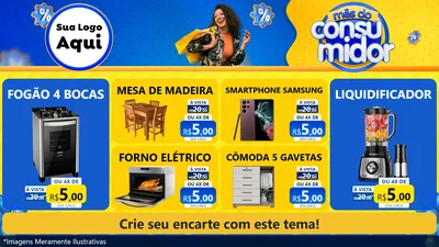 Modelo de TV para TV Horizontal com o tema Mês do Consumidor para Móveis e Eletro
