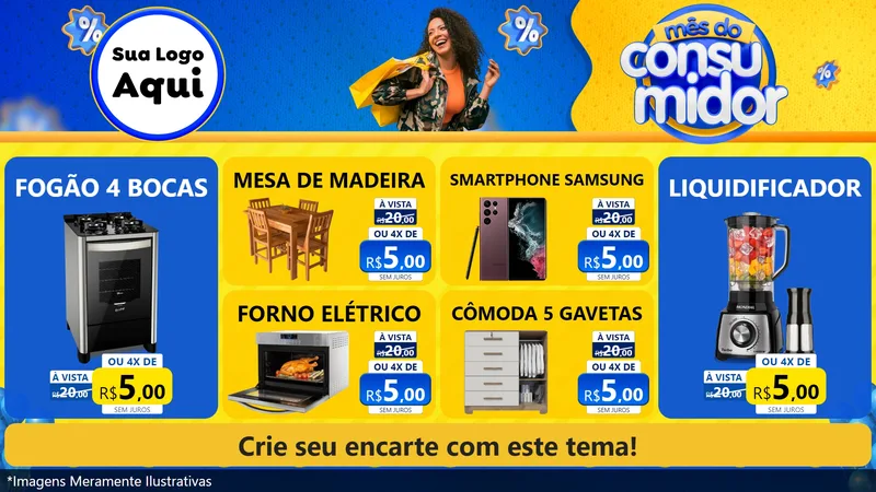 Modelo de TV para TV Horizontal com o tema Mês do Consumidor para Móveis e Eletro