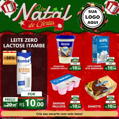 Modelo de Rede Social para Feed Facebook com o tema Um Natal de Ofertas para Frios e Laticínios