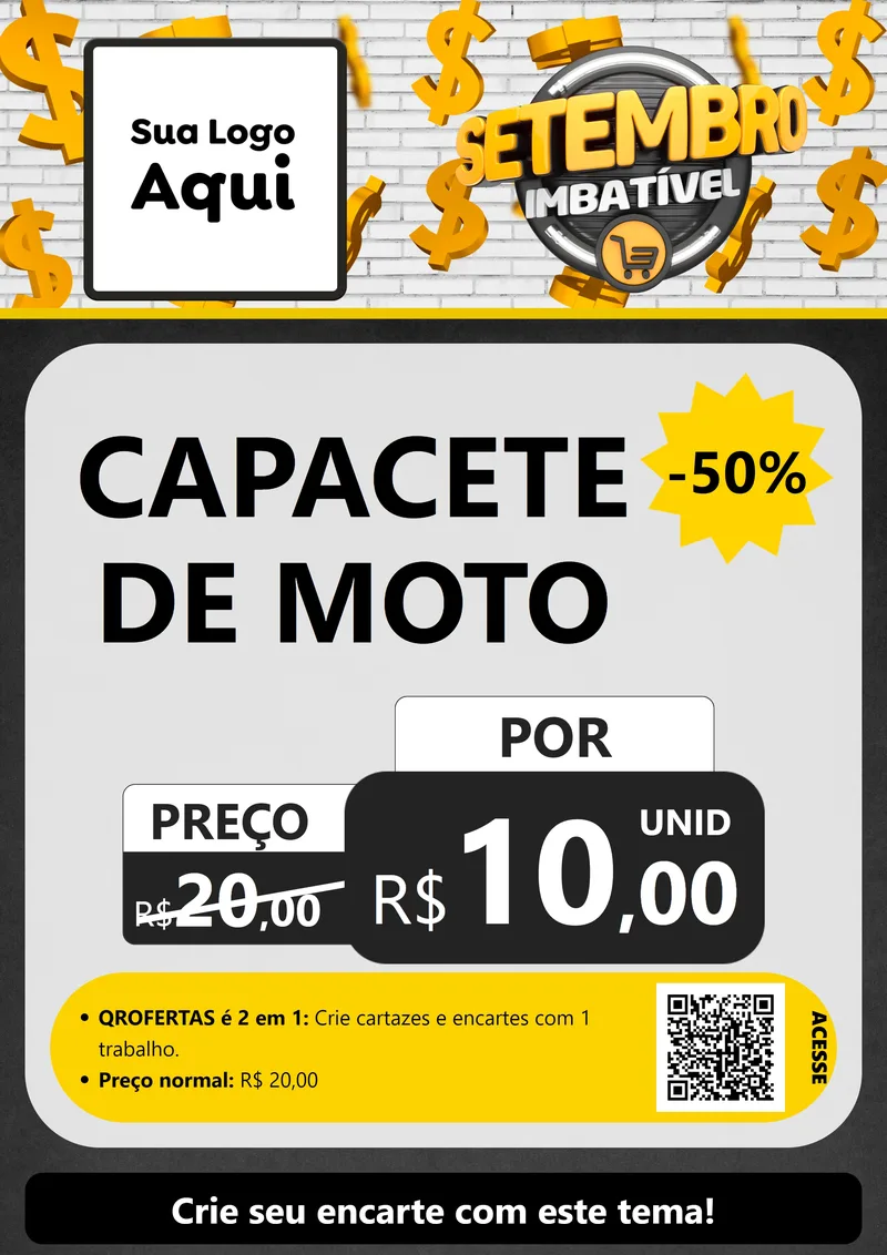 Modelo de Cartaz para Cartaz A4 Vertical com o tema Setembro Imbatível para Moto peças