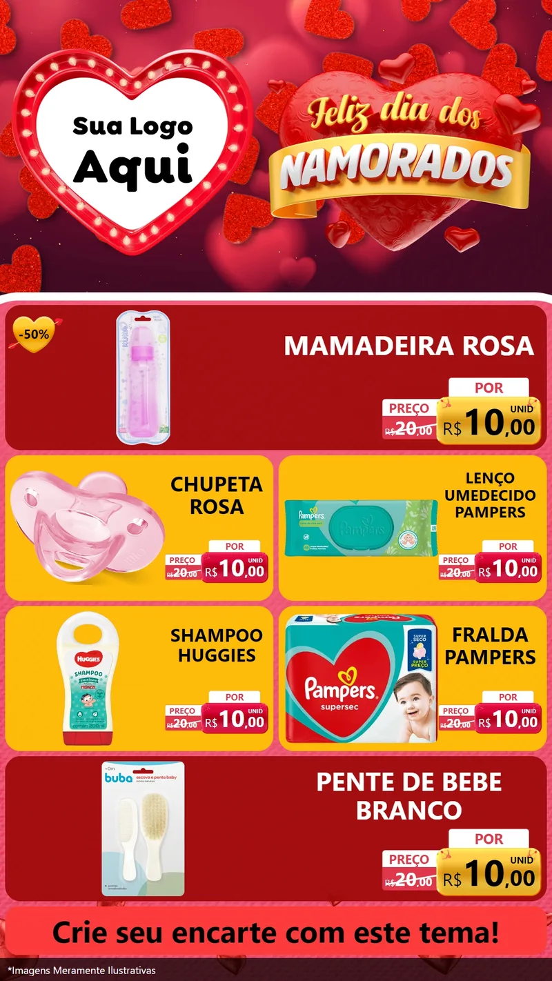 Modelo de TV para TV Vertical com o tema Feliz Dia Dos Namorados para Bebês