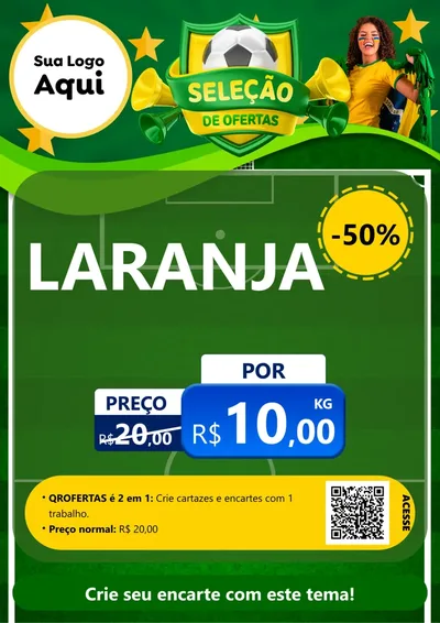 Modelo de Cartaz para Cartaz A4 Vertical com o tema Seleção de Ofertas - Copa para Hortifrúti