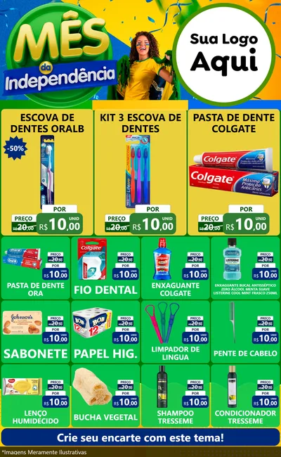 Modelo de Encarte para Encarte Grande com o tema Mês da Independência para Higiene Pessoal