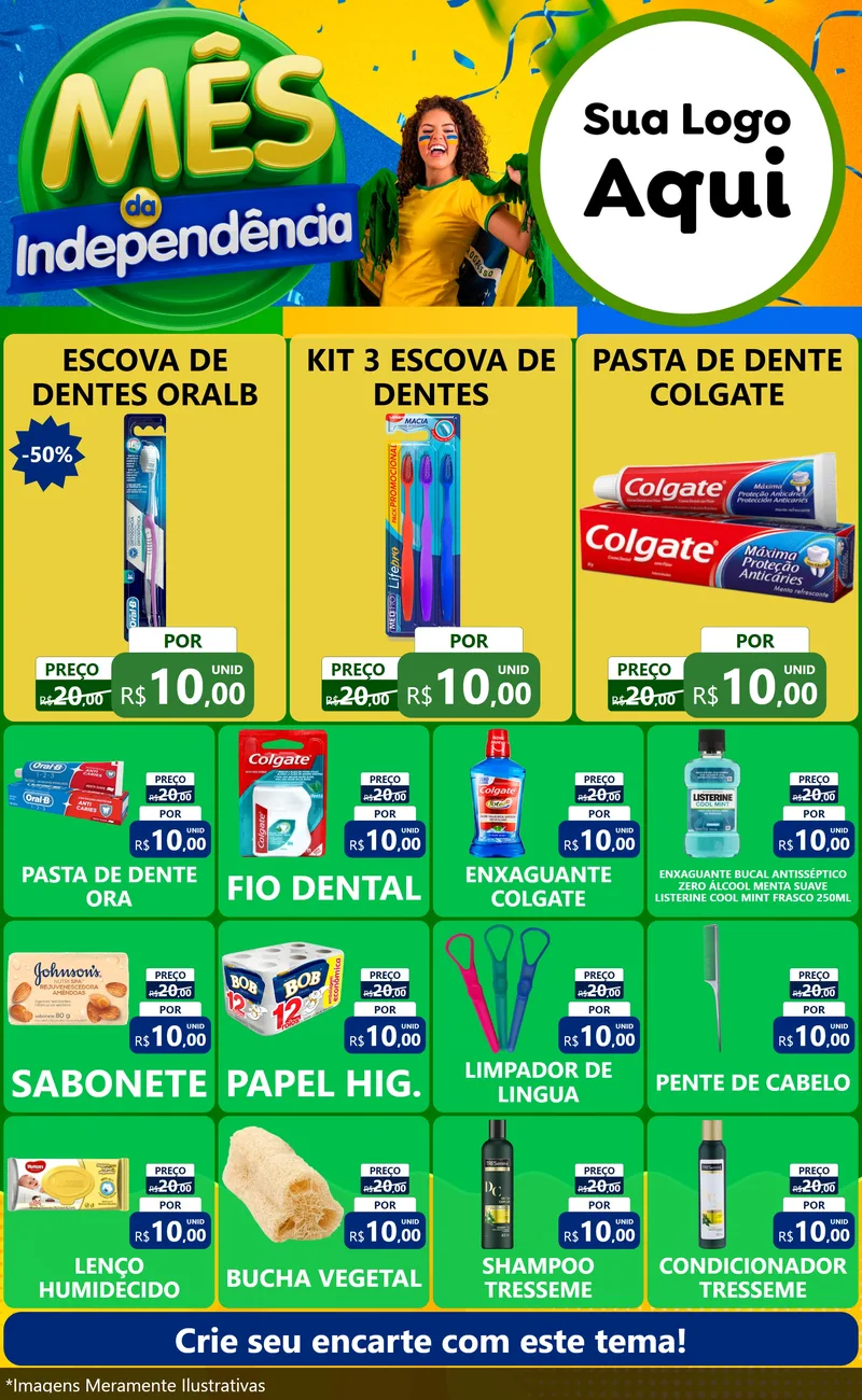 Modelo de Encarte para Encarte Grande com o tema Mês da Independência para Higiene Pessoal