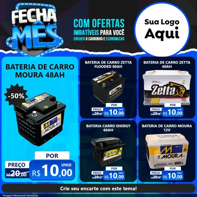 Modelo de Rede Social para Feed Facebook com o tema Fecha Mês para Baterias Elétricas