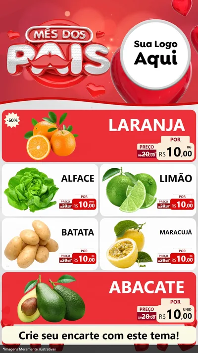 Modelo de TV para TV Vertical com o tema Mês dos Pais para Hortifrúti