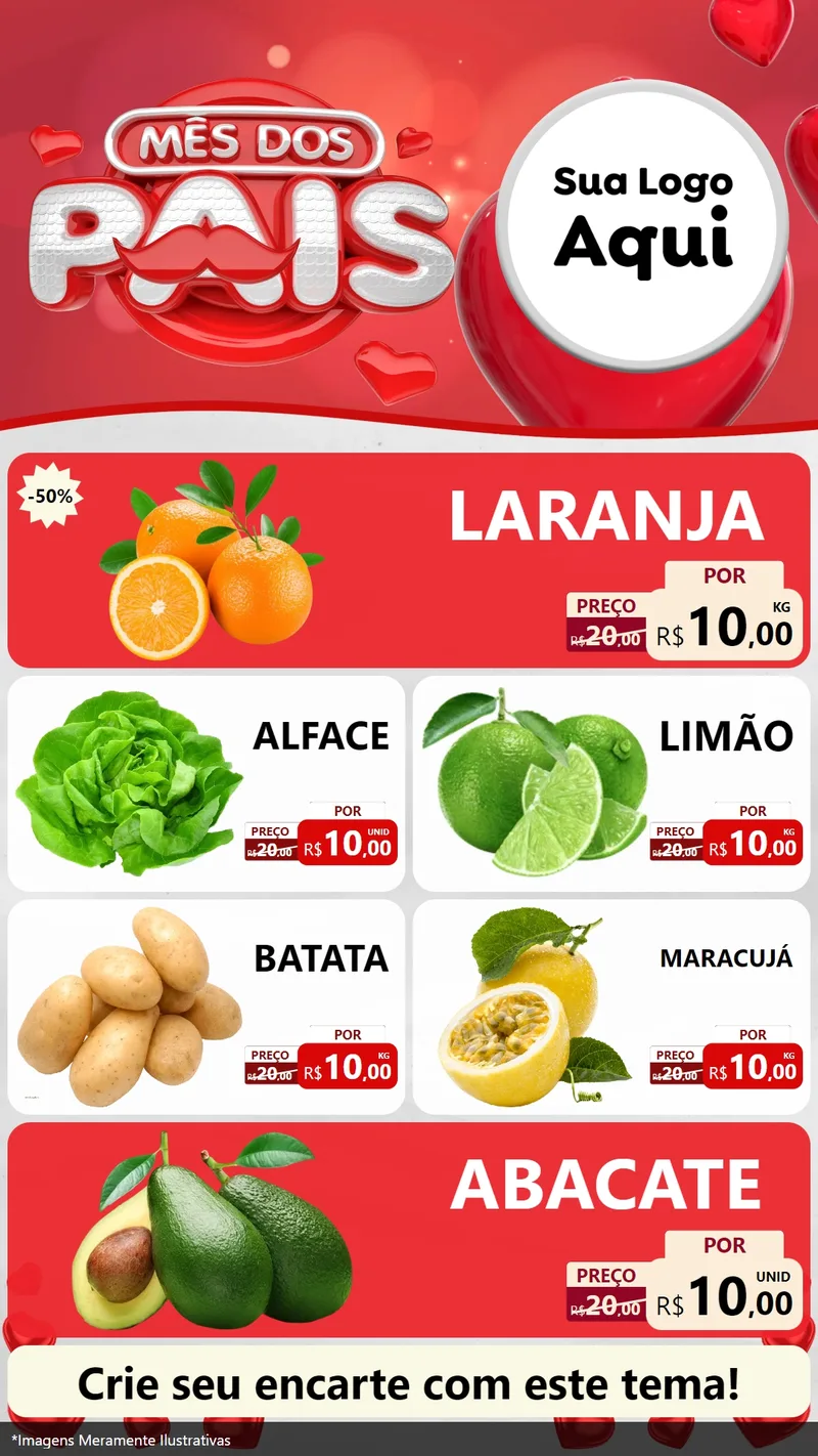 Modelo de TV para TV Vertical com o tema Mês dos Pais para Hortifrúti