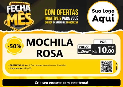 Modelo de Cartaz para Cartaz A4 Horizontal com o tema Fecha Mês para Papelaria