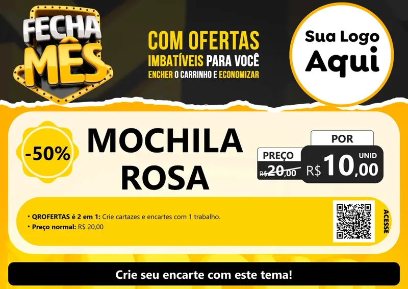 Modelo de Cartaz para Cartaz A4 Horizontal com o tema Fecha Mês para Papelaria
