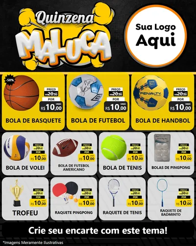 Modelo de Rede Social para Feed Instagram com o tema Quinzena Maluca para Artigos Esportivos