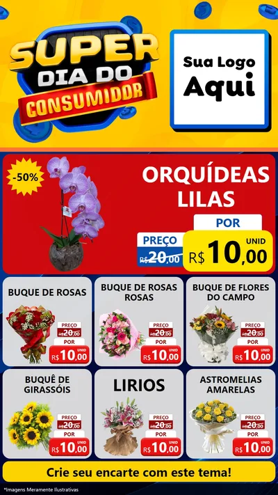 Modelo de Rede Social para Stories com o tema Super Dia do Consumidor para Floricultura e jardim