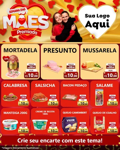 Modelo de Rede Social para Feed Instagram com o tema Semana das Mães Premiada para Frios e Laticínios