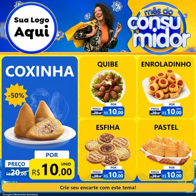 Modelo de Rede Social para Feed Facebook com o tema Mês do Consumidor para Salgadaria